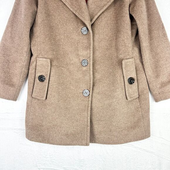 Calvin Klein Single Breasted Wool Silk Blend Peacoat Size 10 Oatmeal - Picture 4 of 7